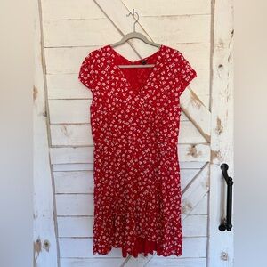 J. Crew Scarlet Mini Dress with White Floral Design